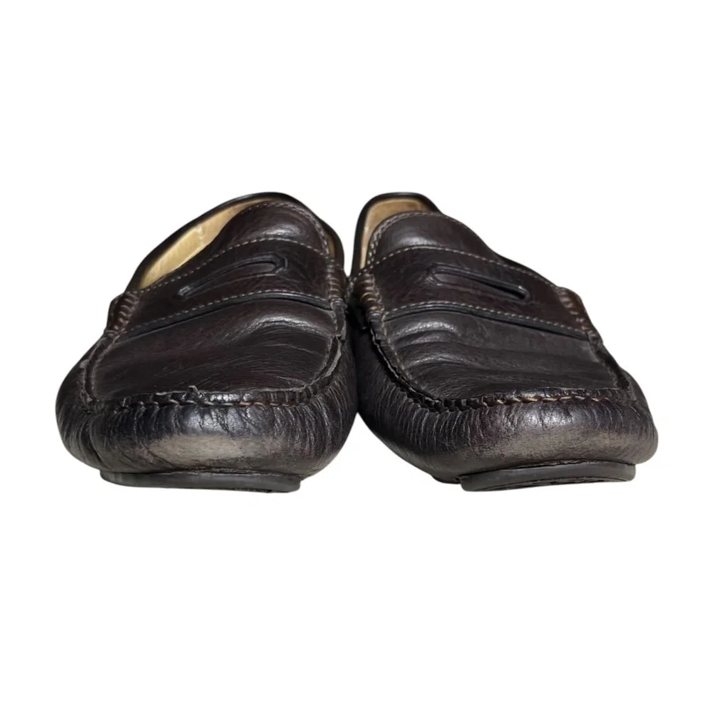 Coach Signature Leather Mens Neal Pebbled Driver Shoes Loafers Brown Size 8 M